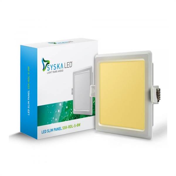 Syska Slim LED 8W RDL Sqaure Downlight-3000K (Yellow)